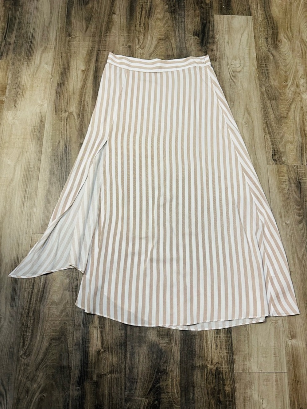 XIX Palms striped midi slit front skirt M